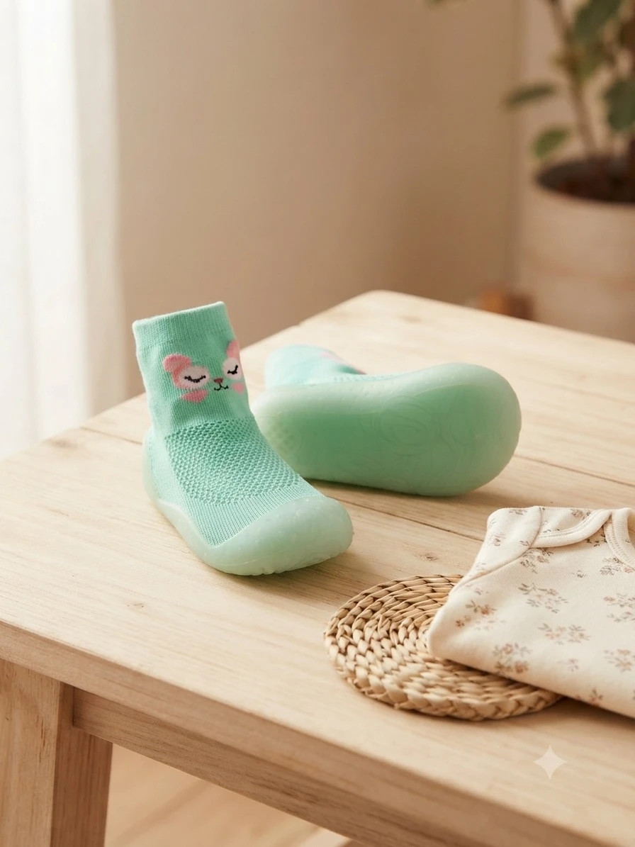 Zapatitos / patucos de primeros pasos con suela de goma flexible y diseño de animalito 🐾💚 – Yo! Club – taille 24