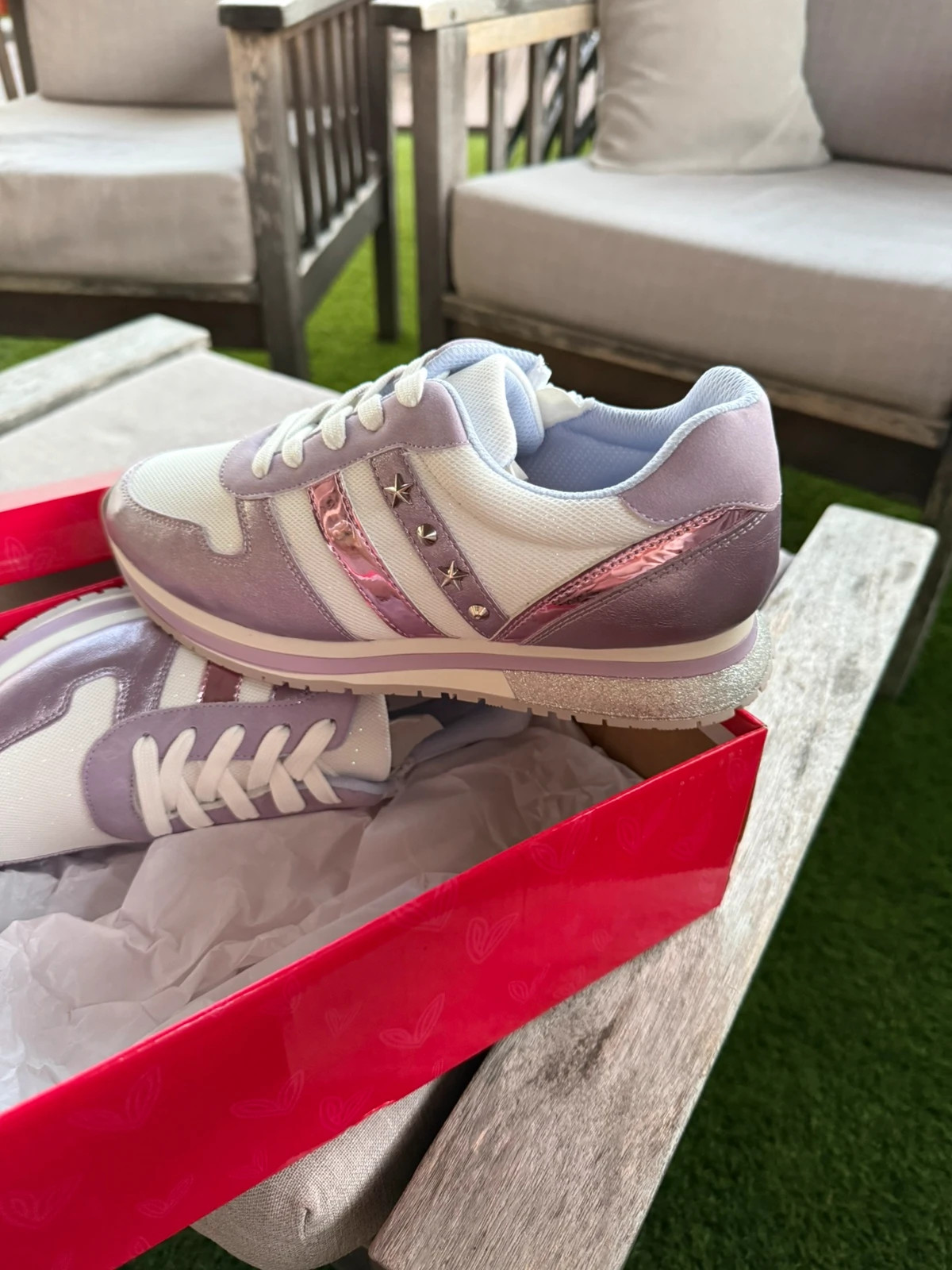 Zapatillas deportivas lila y blanco con detalles brillantes – 10 Baci – taille 37 2