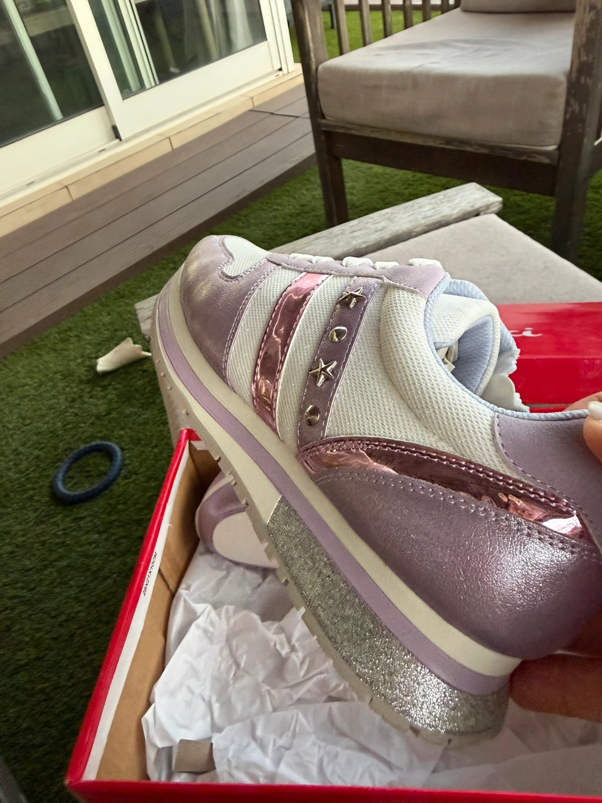 Zapatillas deportivas lila y blanco con detalles brillantes – 10 Baci – taille 37 5