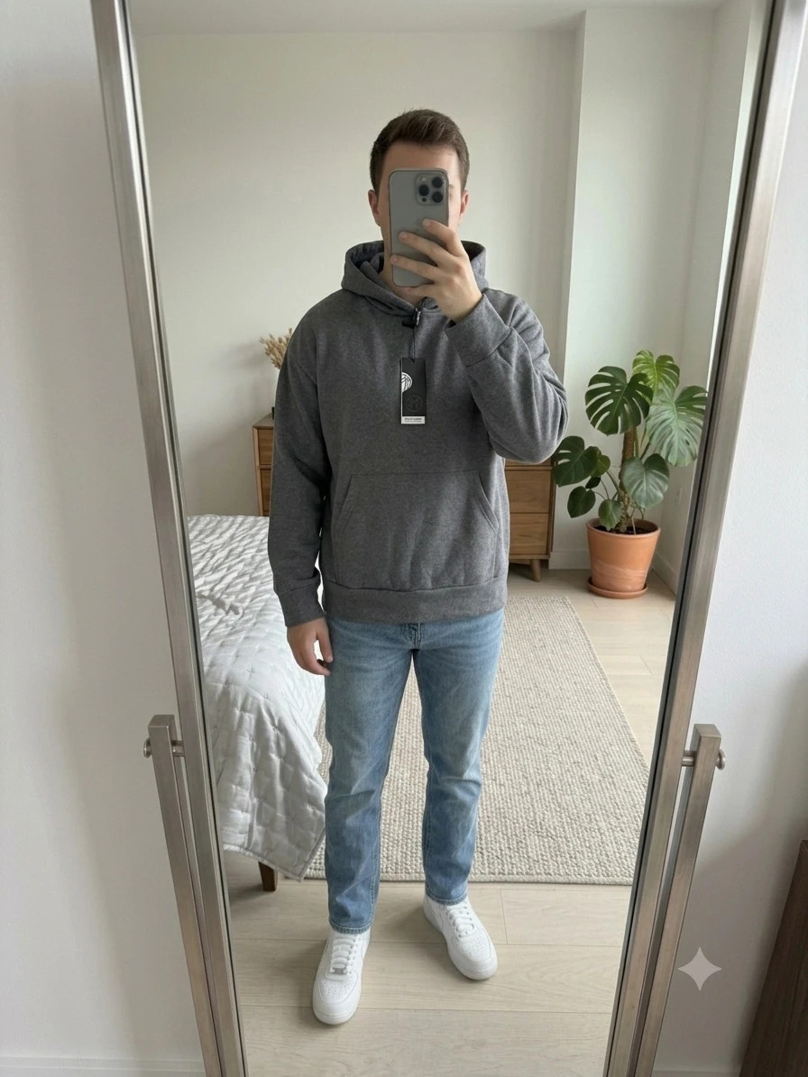 Sudadera gris con capucha y felpa interior (Talla XL) 🩶 – MM Studio – taille XL