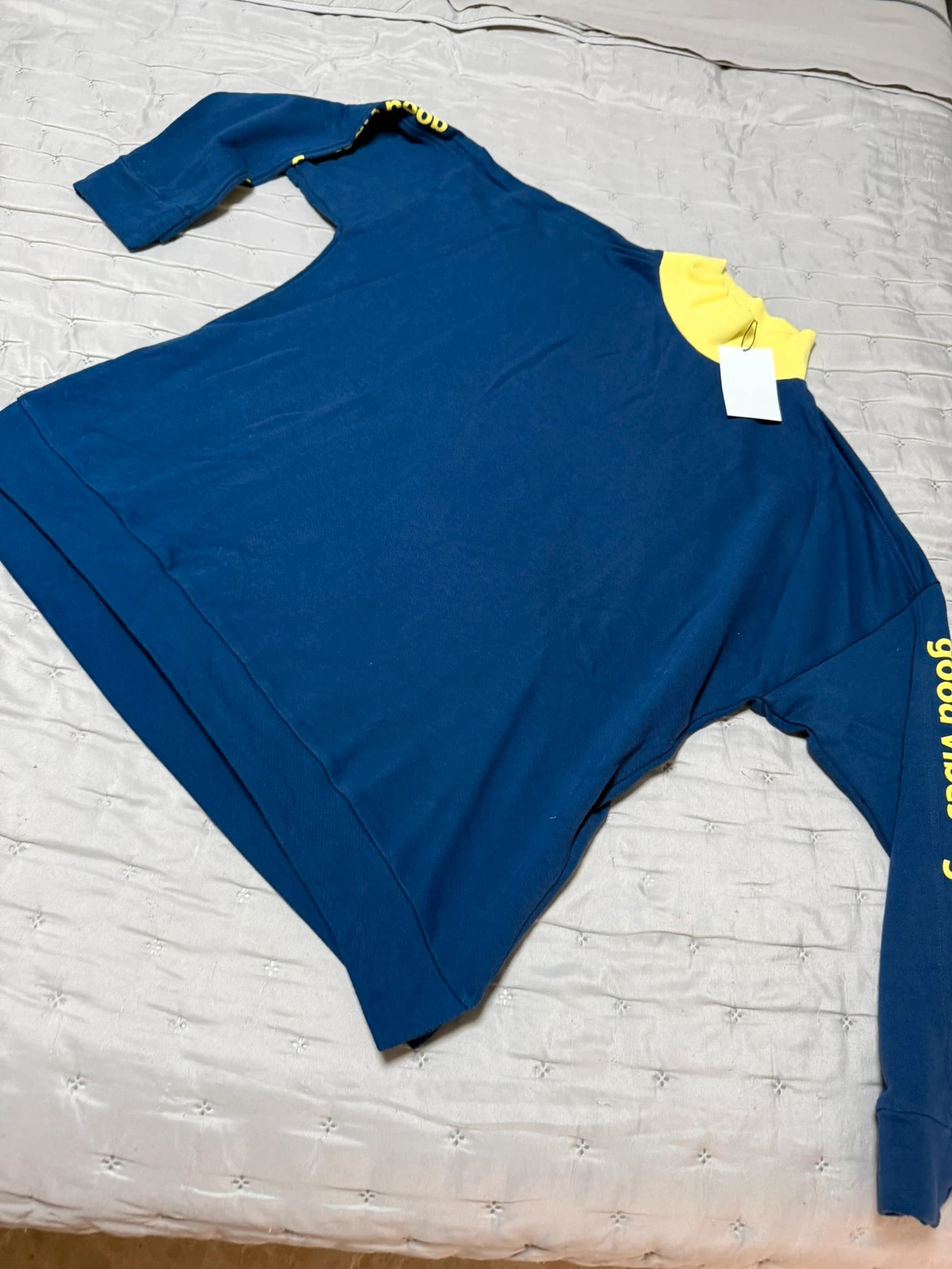 Sudadera / Jersey "Good Vibes" (Azul y Amarillo) UNISEX – sin marca conocida – taille XXL / 44 / 16 2