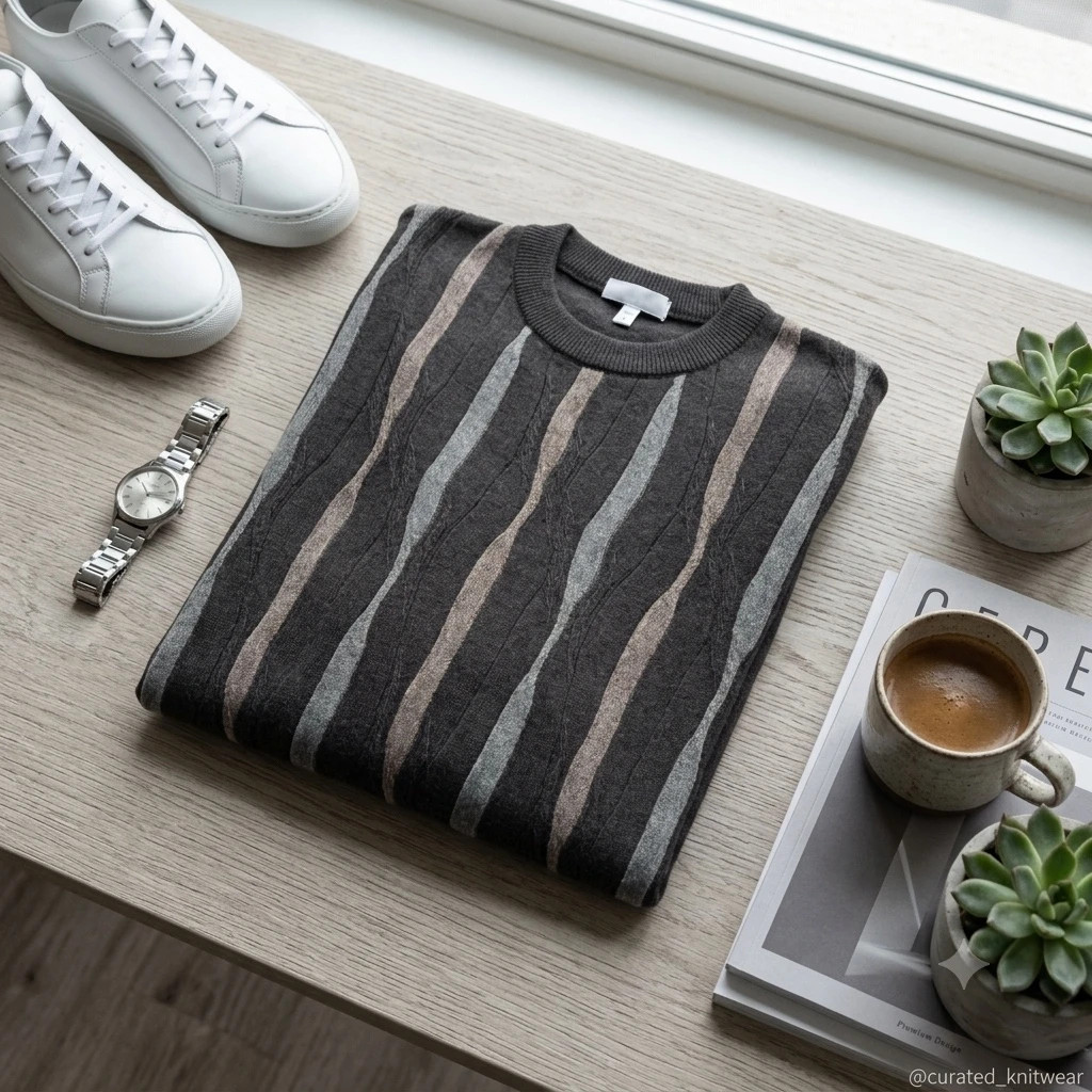 Jersey de punto fino con patrón de rayas verticales – sweet land – taille XXL
