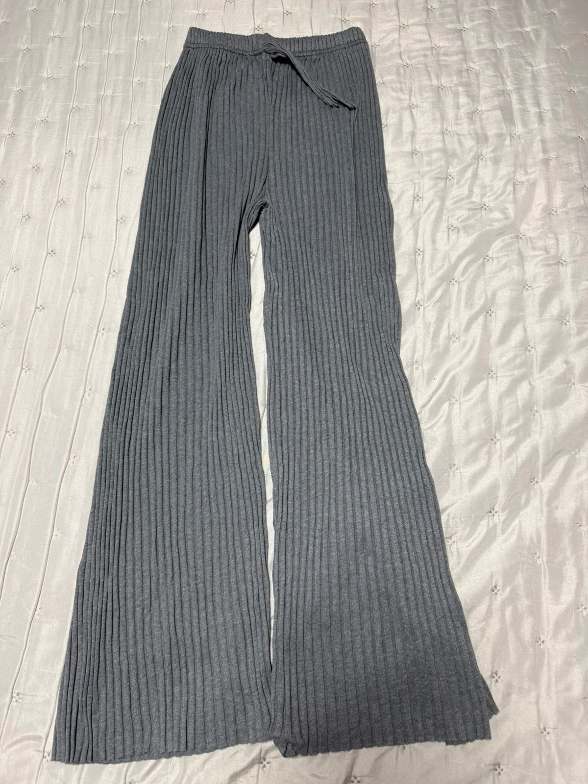 Pantalón fluido de canalé gris – sin marca – taille S / 36 / 8 2