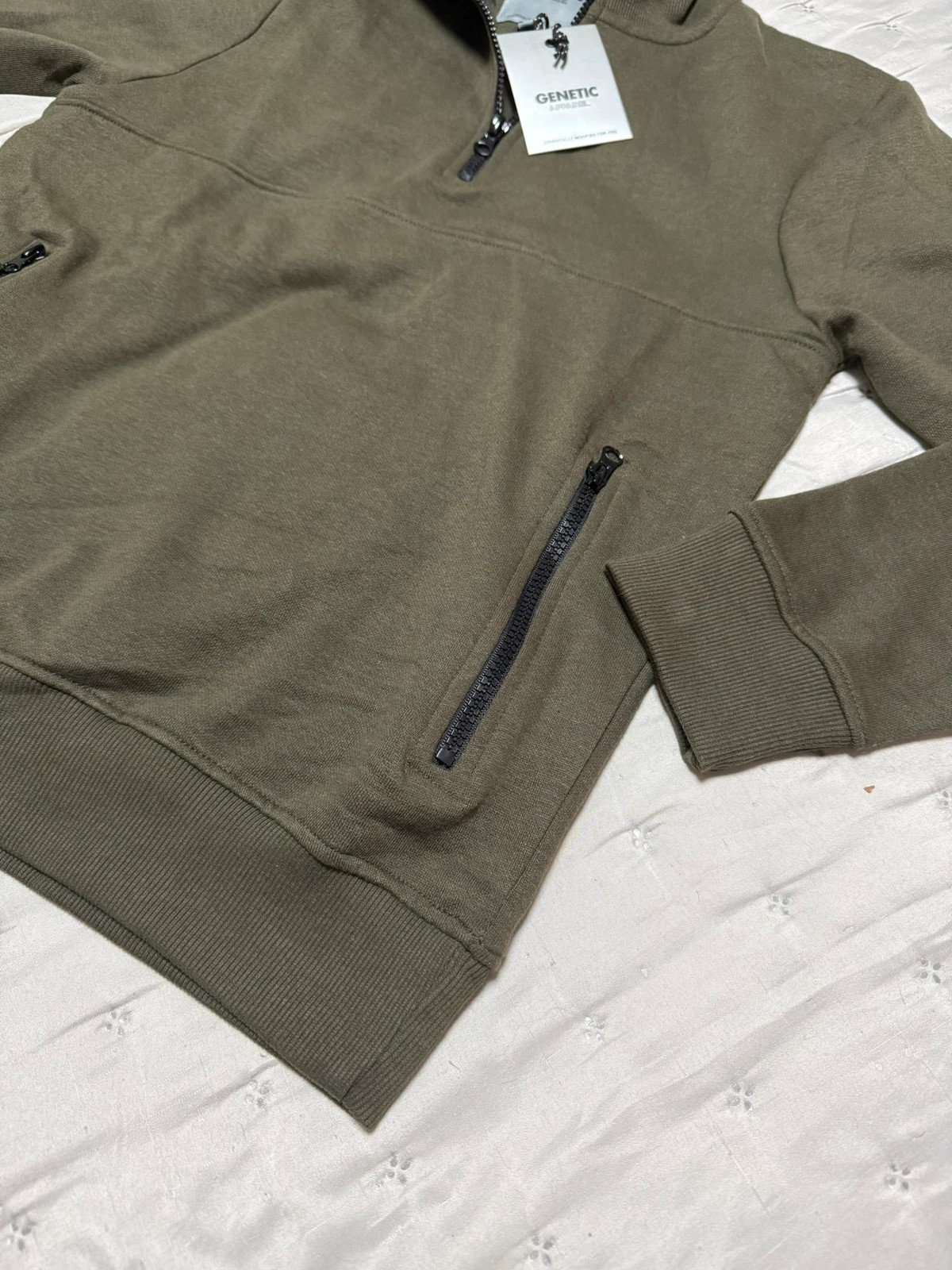 Sudadera Genetic Apparel verde oliva con media cremallera talla S – Genetic Apparel – taille S 3