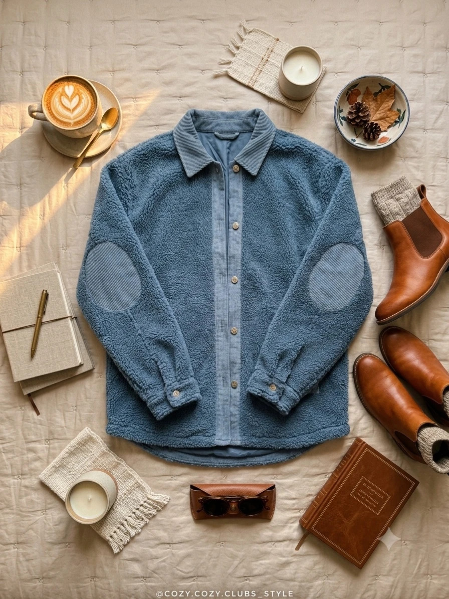 Chaqueta de borreguito azul de borreguito – Cleo – taille XL
