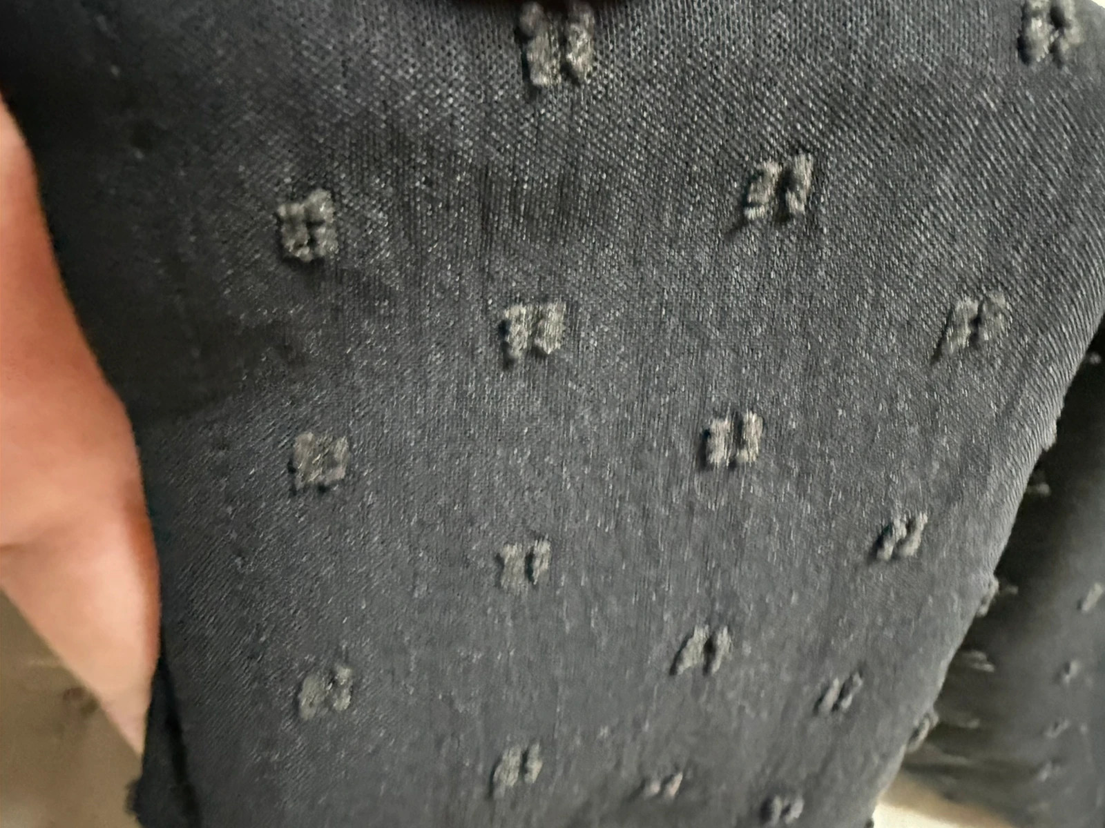 Blusa negra elegante con detalle de tejido plumeti – sin marca – taille L / 40 / 12 3