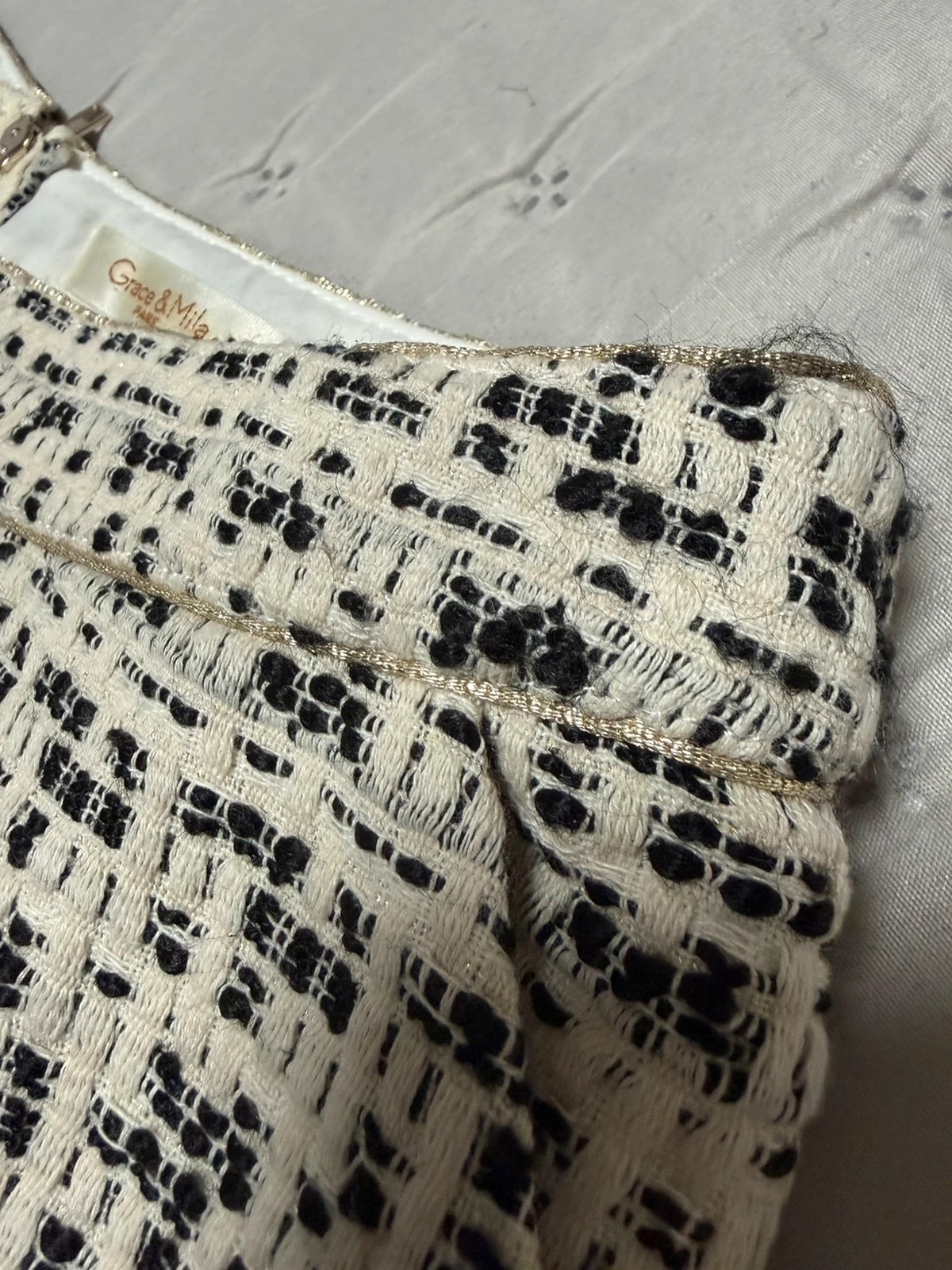 Falda de tweed en blanco y negro – Grace & Mila – taille M / 38 / 10 4