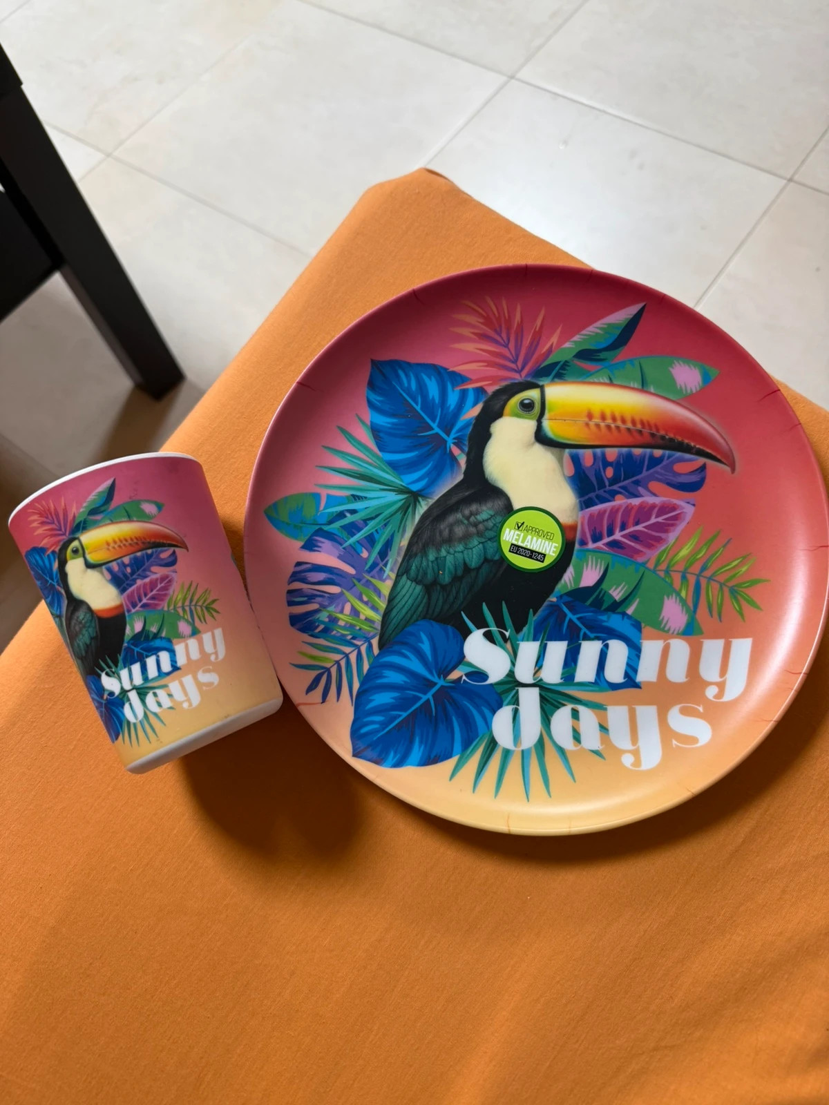 Conjunto plato y vaso melamina