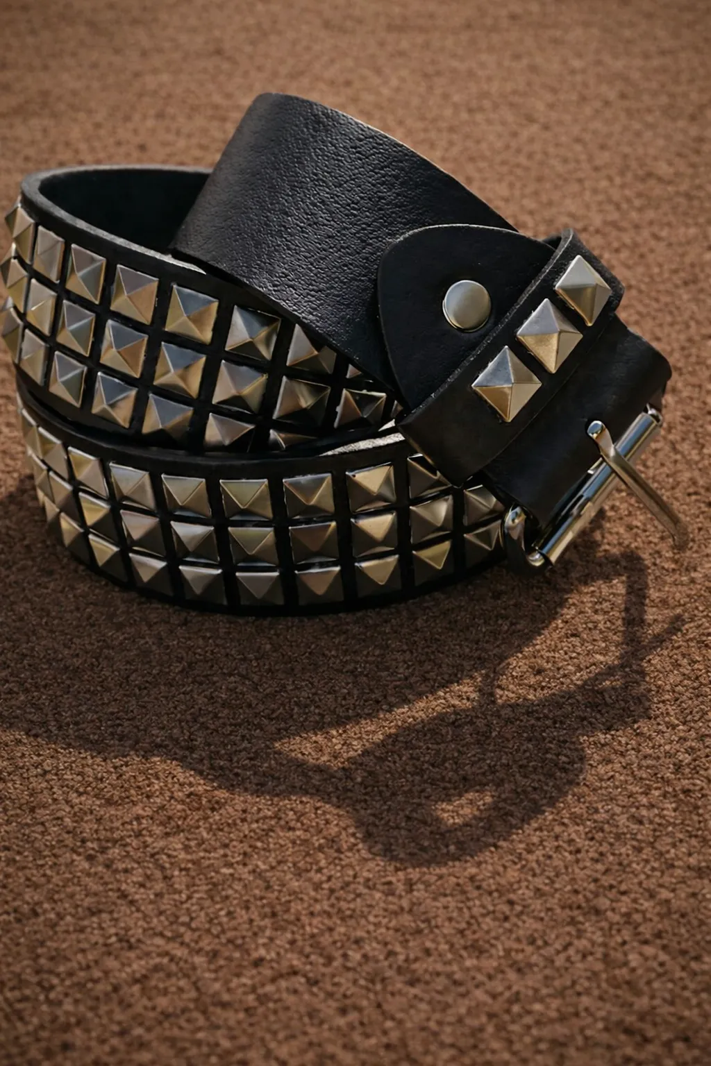 Ceinture cloutée noire en cuir – style punk chic – Punk – taille Taille unique 2