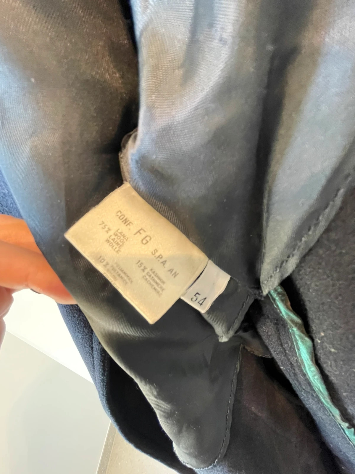 Manteau bleu marine laine & cachemire – Taille 54 – Made In Italy – taille XXL 3