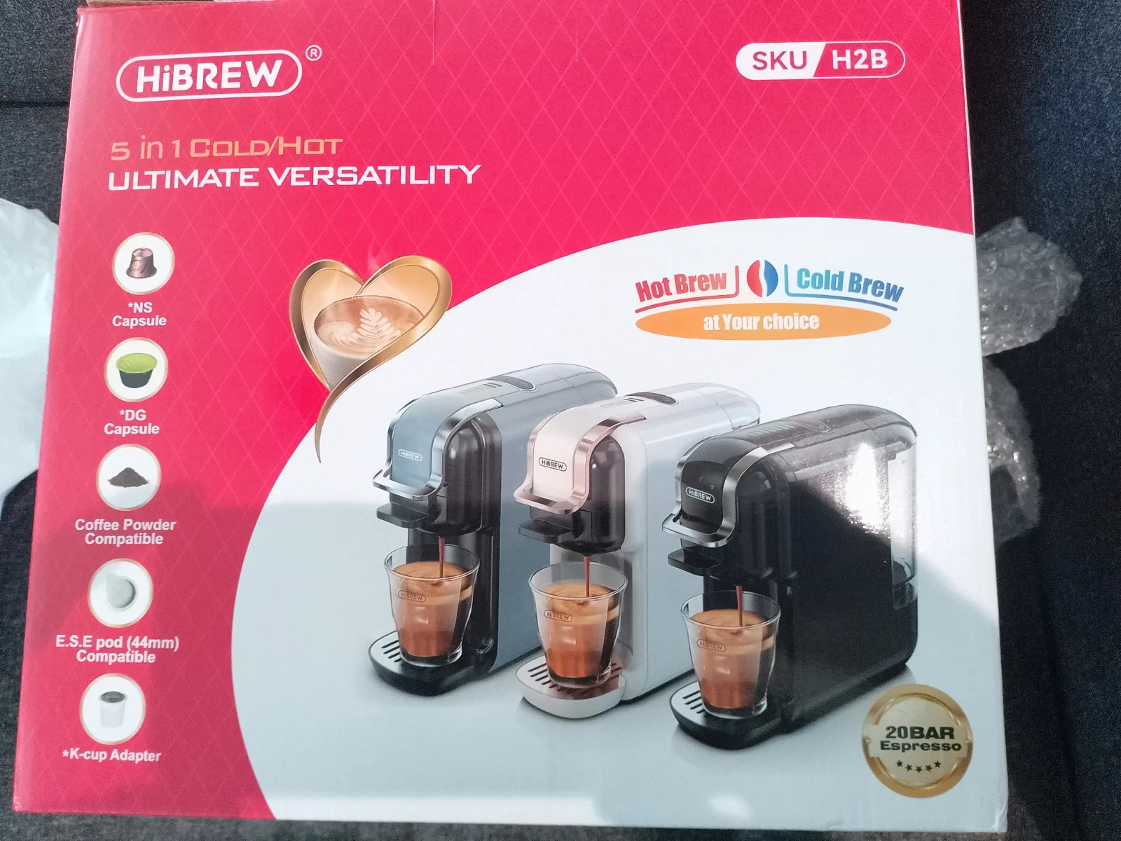Machine à café HiBREW 5-en-1 multi-capsules – Cold & Hot Brew – Neuve noir