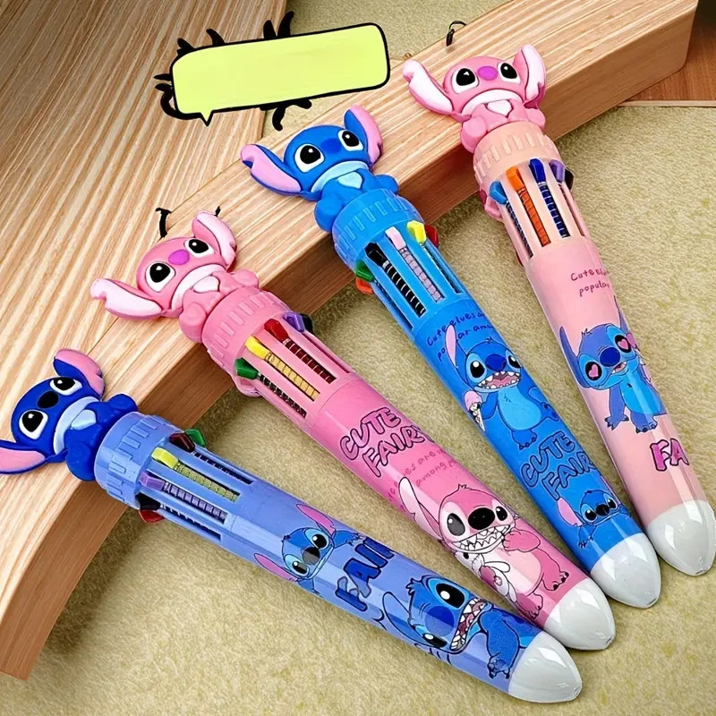 4 Stylos Gel Stitch Disney | 10 Couleurs | École & Bureau | Fun et Pratique