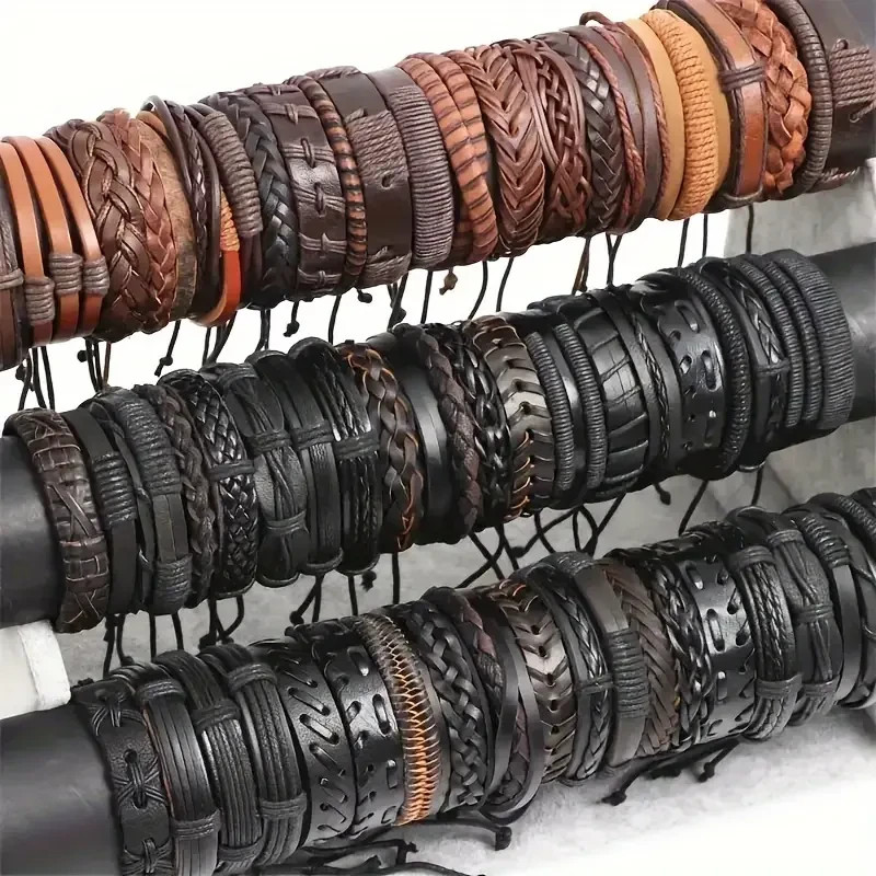 Lot de 20 Bracelets Homme Tressés Multicolores | Style Bohème Européen | Taille Ajustable