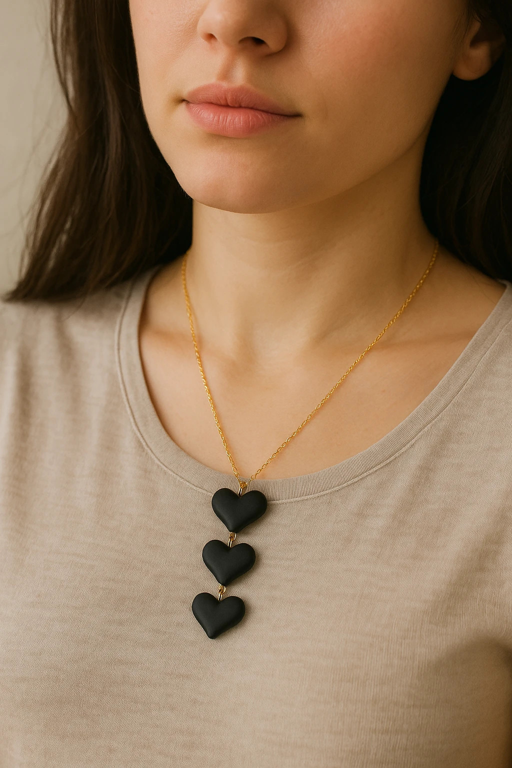 collier cœur velours noir et chaîne dorée bohème chic tendance