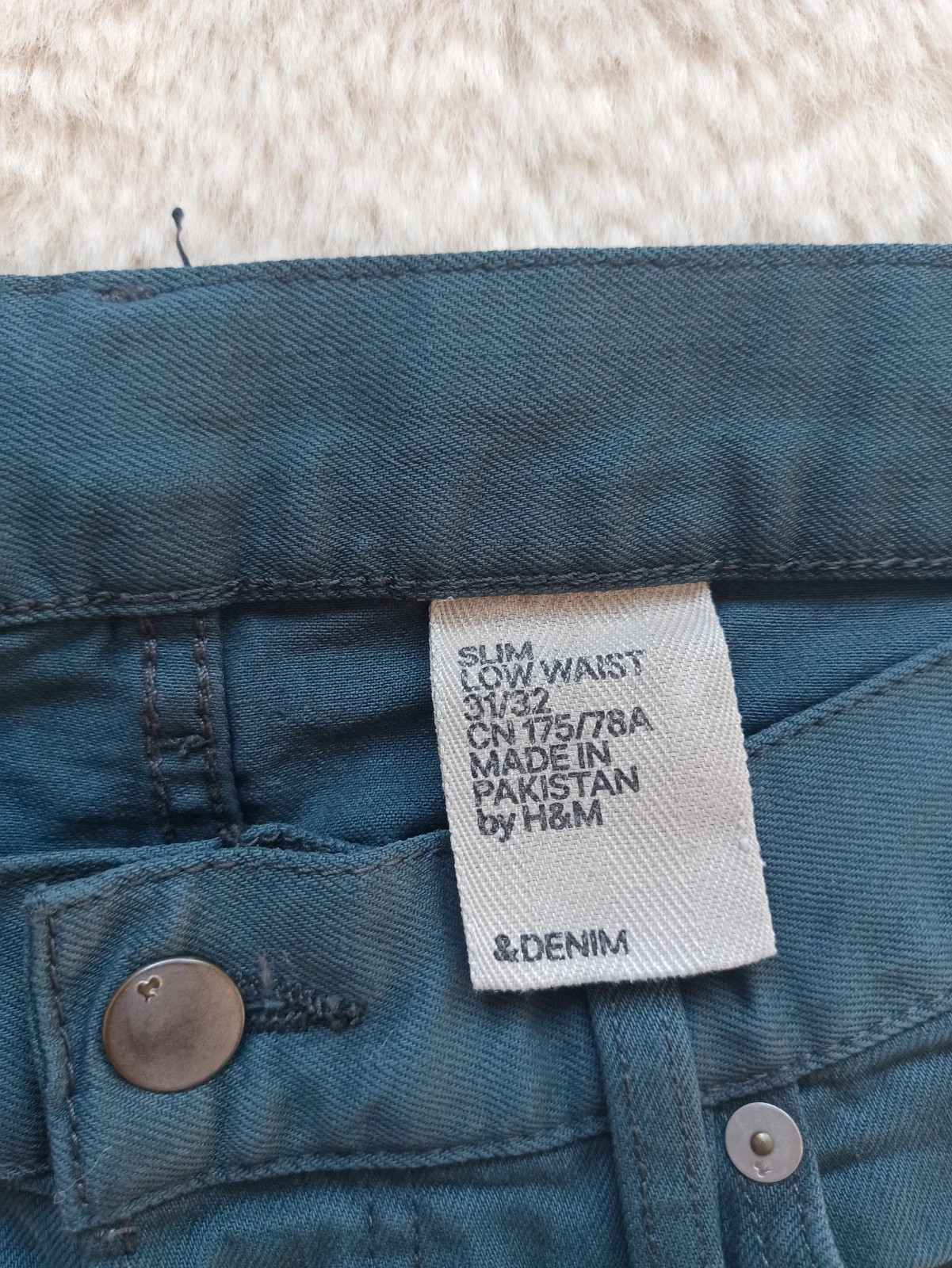 Jean Slim H&M Bleu Pétrole / Canard - Taille 31/32 (FR 40) - Excellent état – H&M – taille L 5