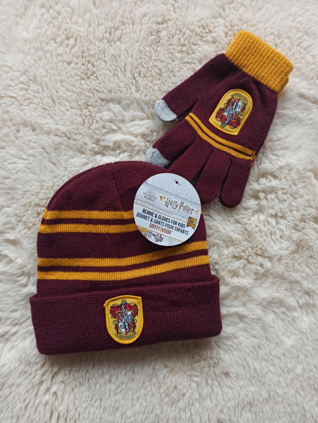 ensemble bonnet et gants tactiles harry potter - gryffondor