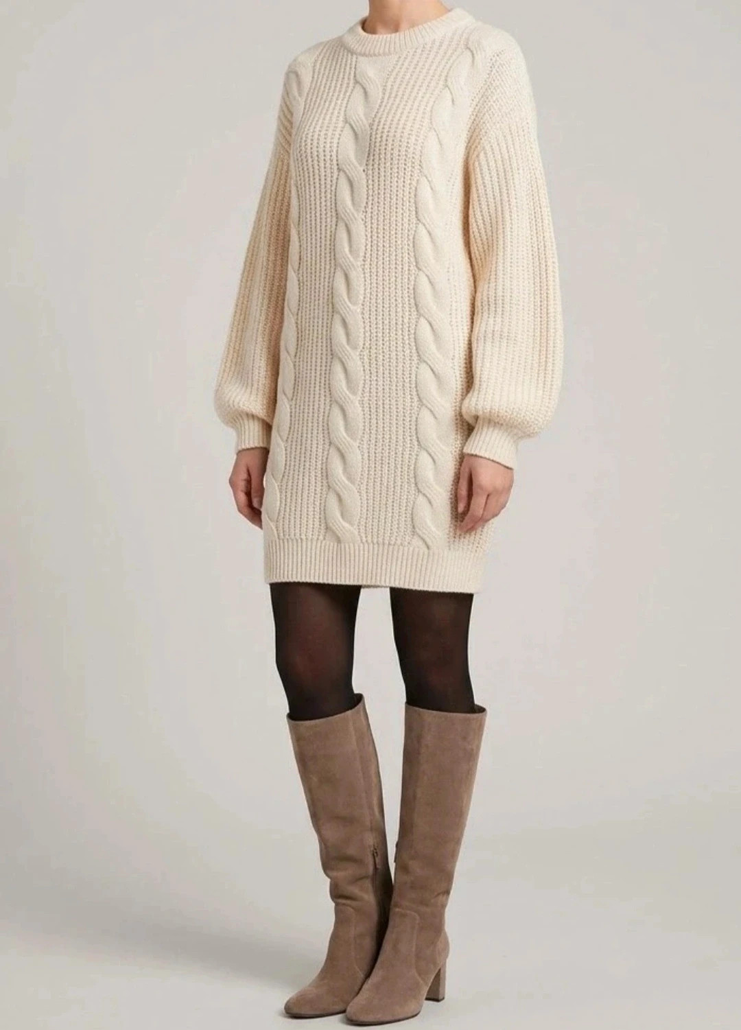 Robe pull crème/écru torsades Divided H&M XS