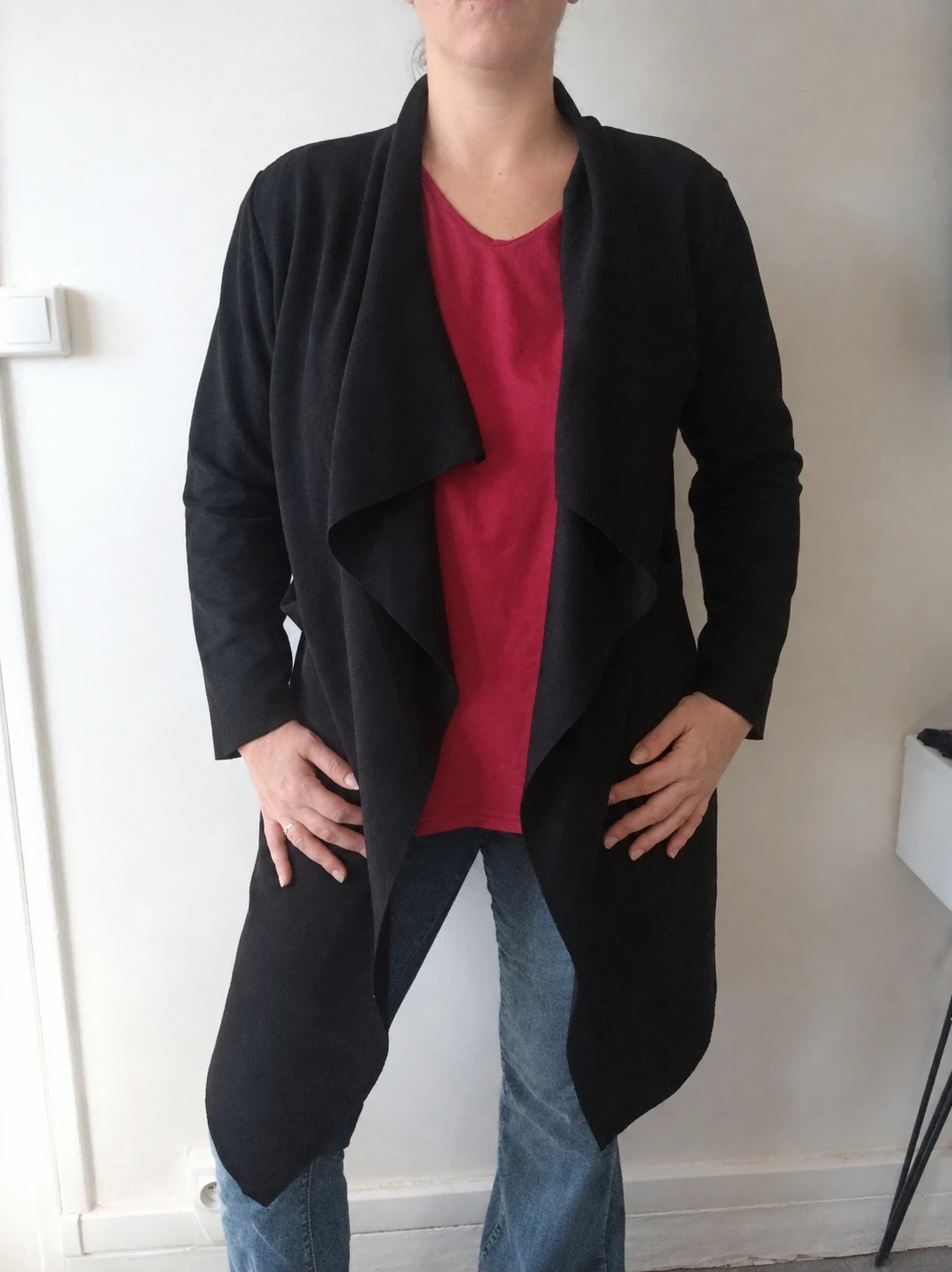 🖤Gilet long noir en suédine taille unique Fabriqué en France 🇫🇷