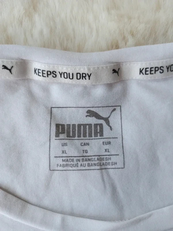 🐆 T-shirt Puma femme XL – Blanc & logo corail/abricot – Puma – taille XL / 42 / 14 4