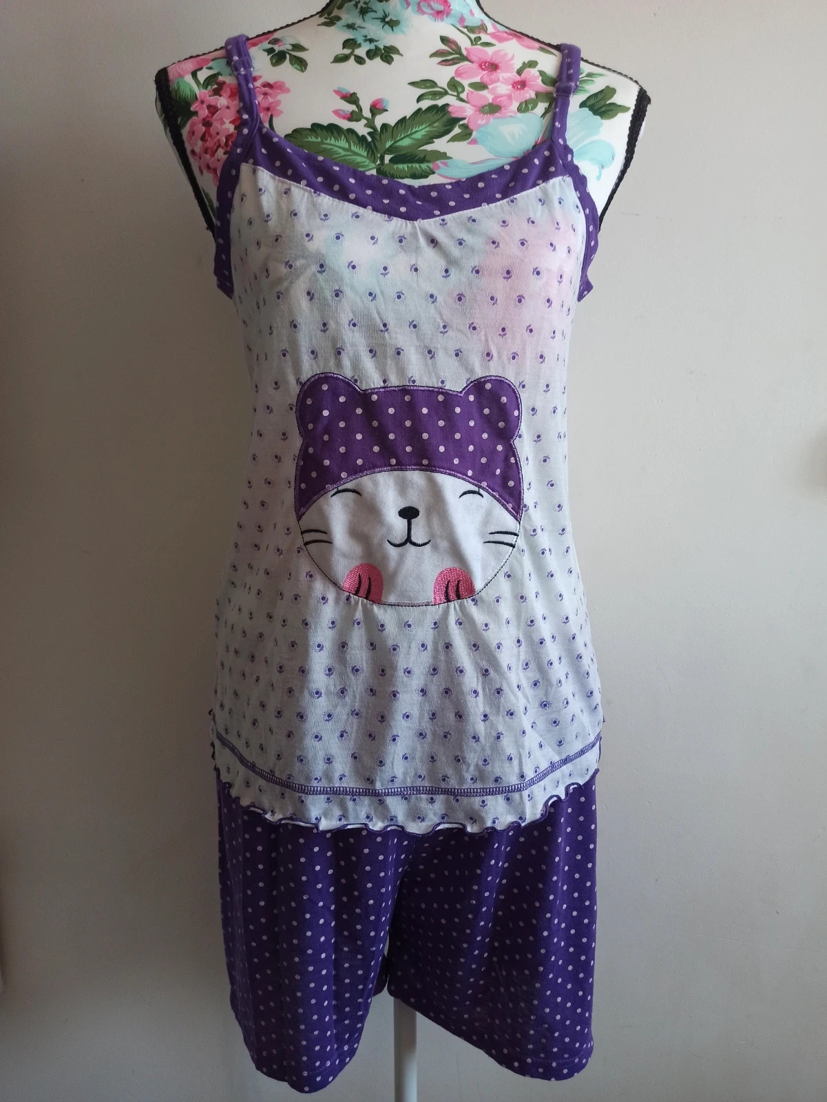 💜 Ensemble pyjama S&Y – Taille M 🐱🌸