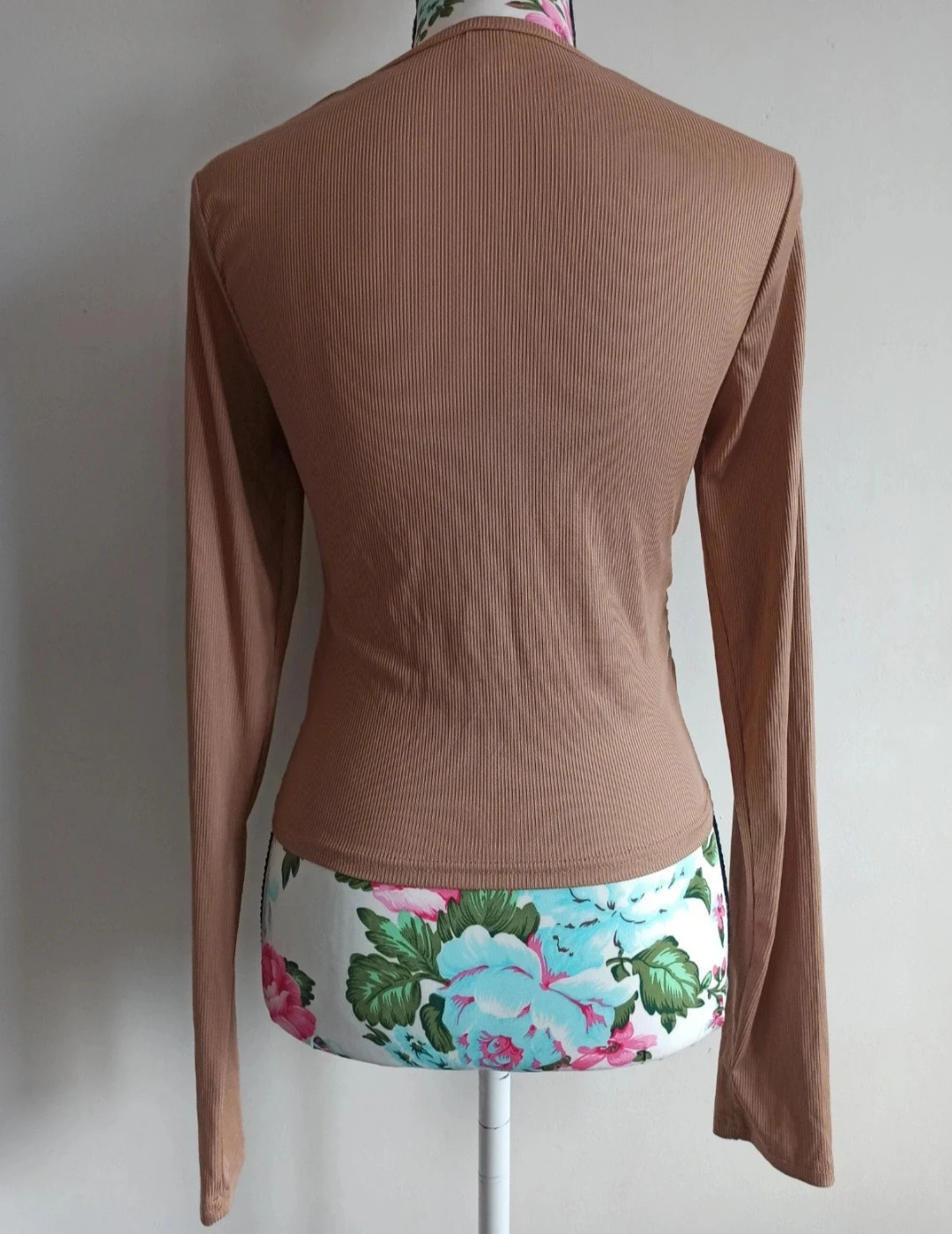 🤎 Haut Shein bae taupe côtelé & Froncé – Taille petit L manches longues – Shein – taille M / 38 / 10 4