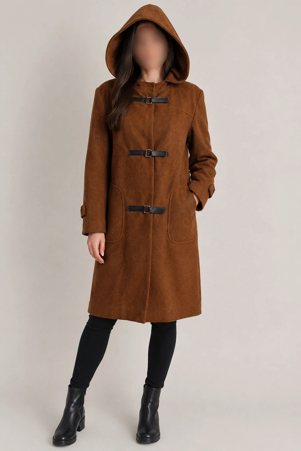 Duffle-coat marron camel en laine Adèle Joris T42