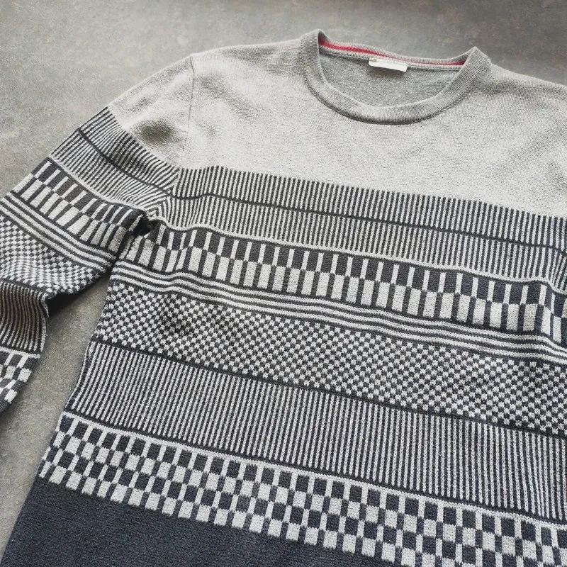 Pull Oxbow homme M gris motif géométrique col rond maille – oxbow – taille M 5