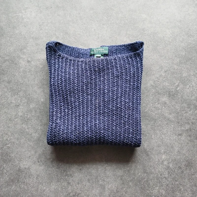 Pull Lauren Ralph Lauren en maille bleu chiné S Femme