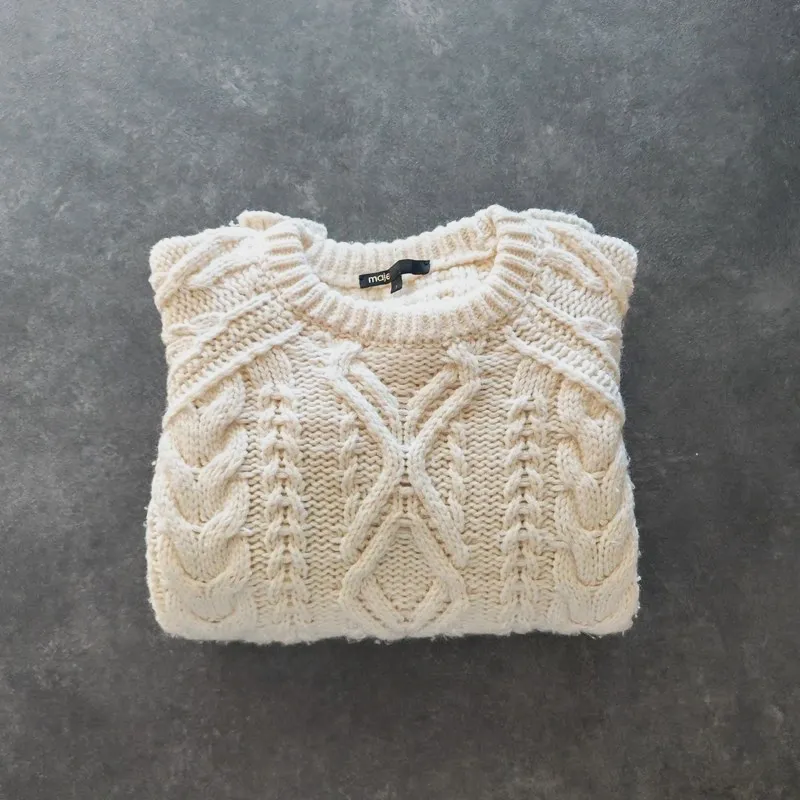 Pull Maje en maille torsadée écru – Maje – taille L 2