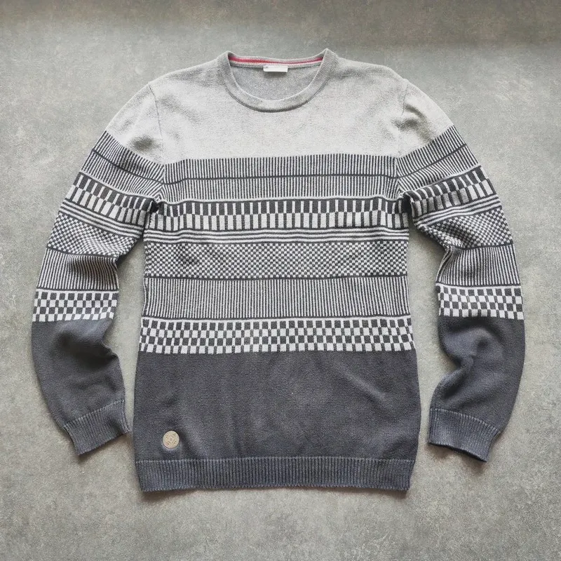 Pull Oxbow homme M gris motif géométrique col rond maille – oxbow – taille M 2