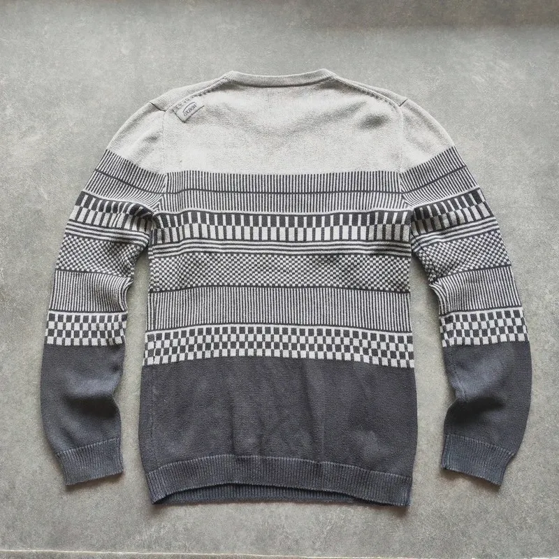 Pull Oxbow homme M gris motif géométrique col rond maille – oxbow – taille M 3