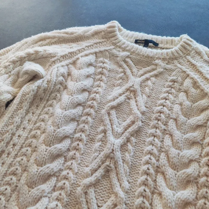 Pull Maje en maille torsadée écru – Maje – taille L 5