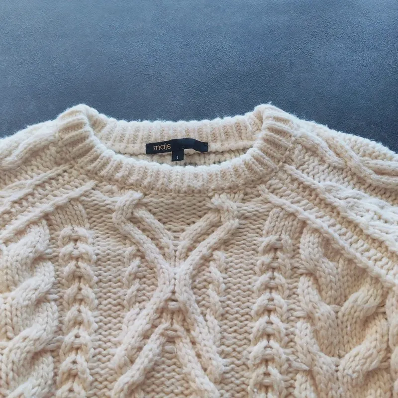 Pull Maje en maille torsadée écru – Maje – taille L 3