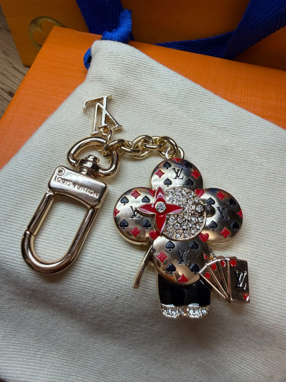 Louis Vuitton porte-clés fleur rose doré 4