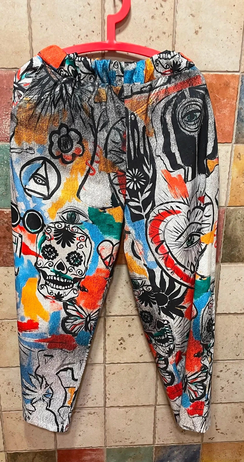 Pantalón estampado/cintura elástica/talla grande – sin marca – taille XXL / 44 / 16 3