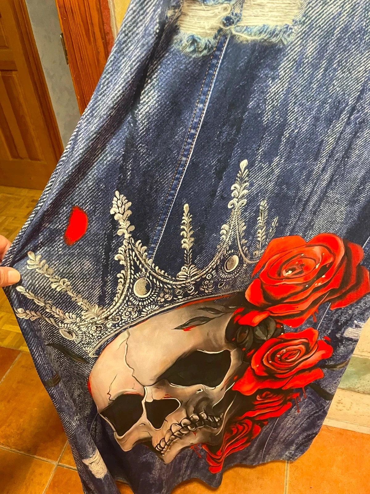Vestido estampado calavera y risas efecto vaquero XXL oversize – sin marca – taille XXXL / 46 / 18 2