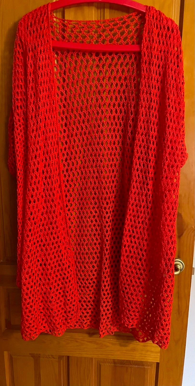 Cárdigan largo de crochet hecho a mano