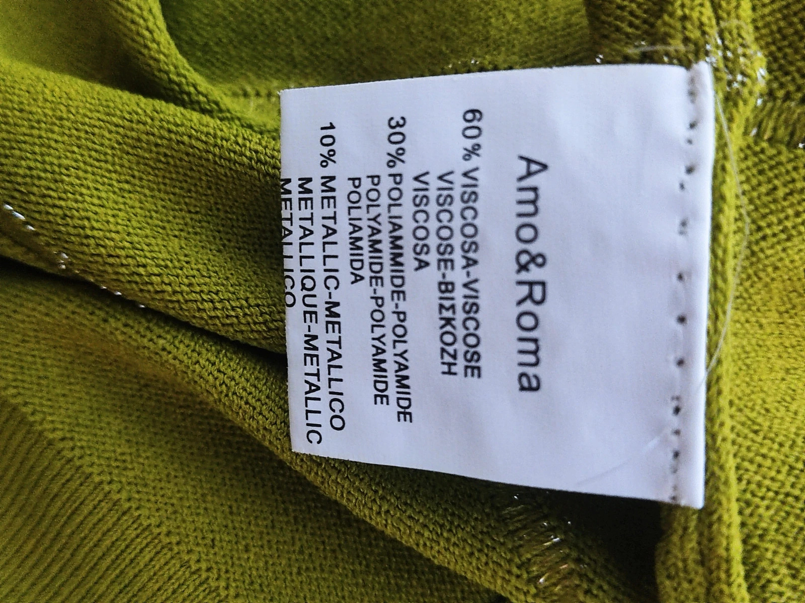 🎁 Jersey fino de entretiempo de punto verde aguacate con con líneas de hilos brillantes – Amo & Roma – taille L / 40 / 12 4