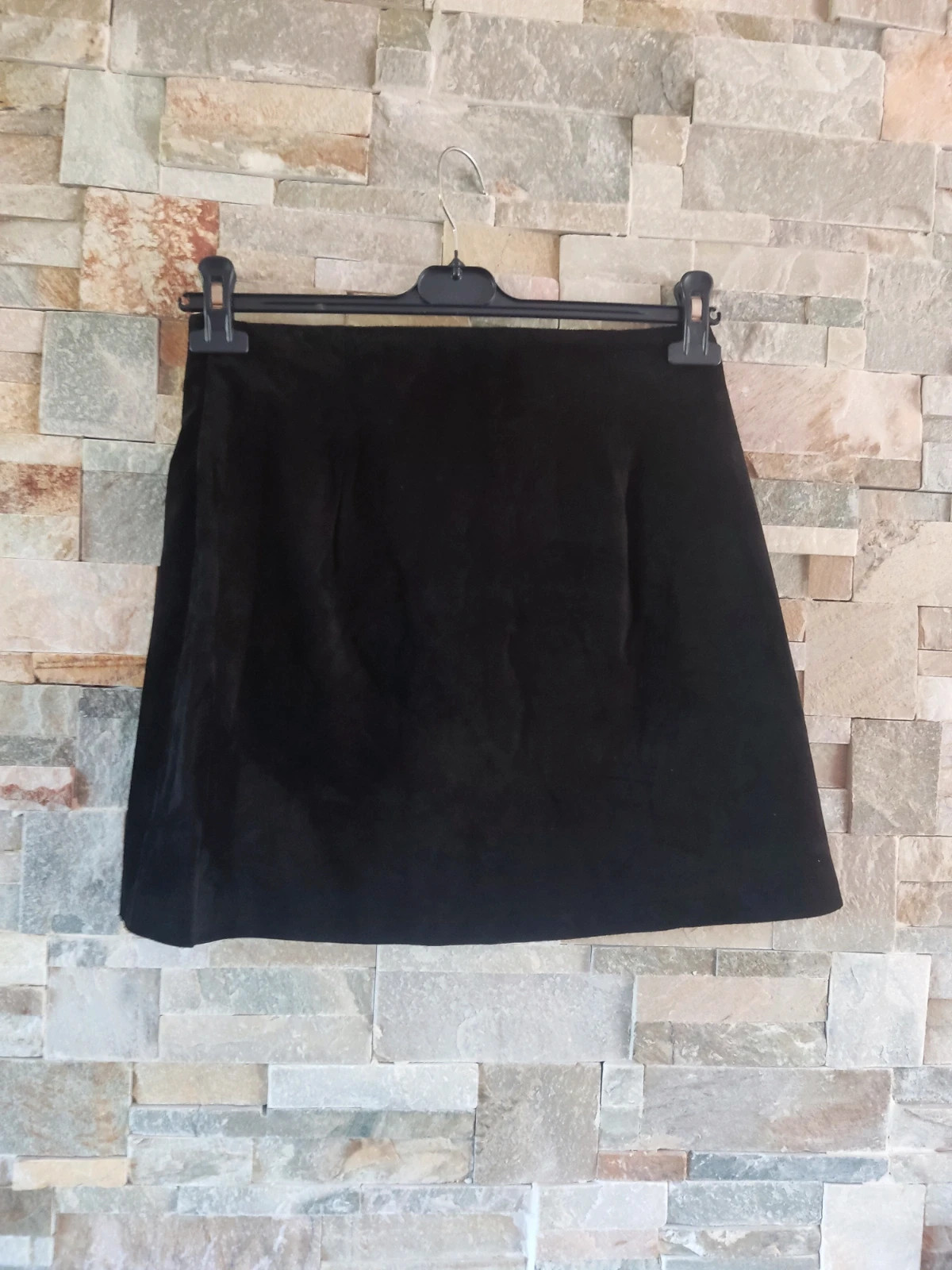 🎁Minifalda de piel negra con bordados – MASSIMO FABRO – taille M / 38 / 10 5