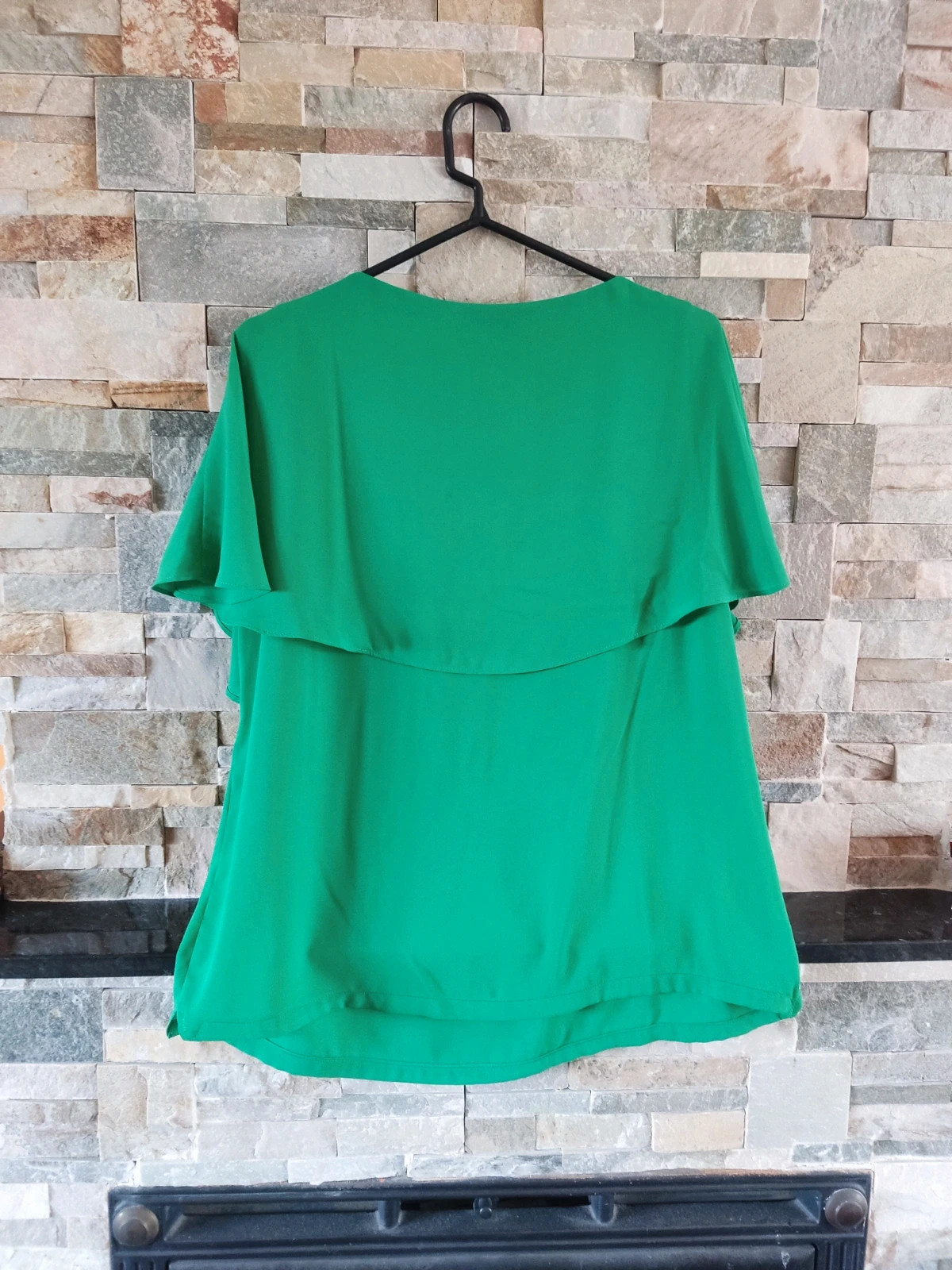🎁Blusa verde de gasa con original capa que se cruza delante – Merletti – taille XXXL / 46 / 18 4