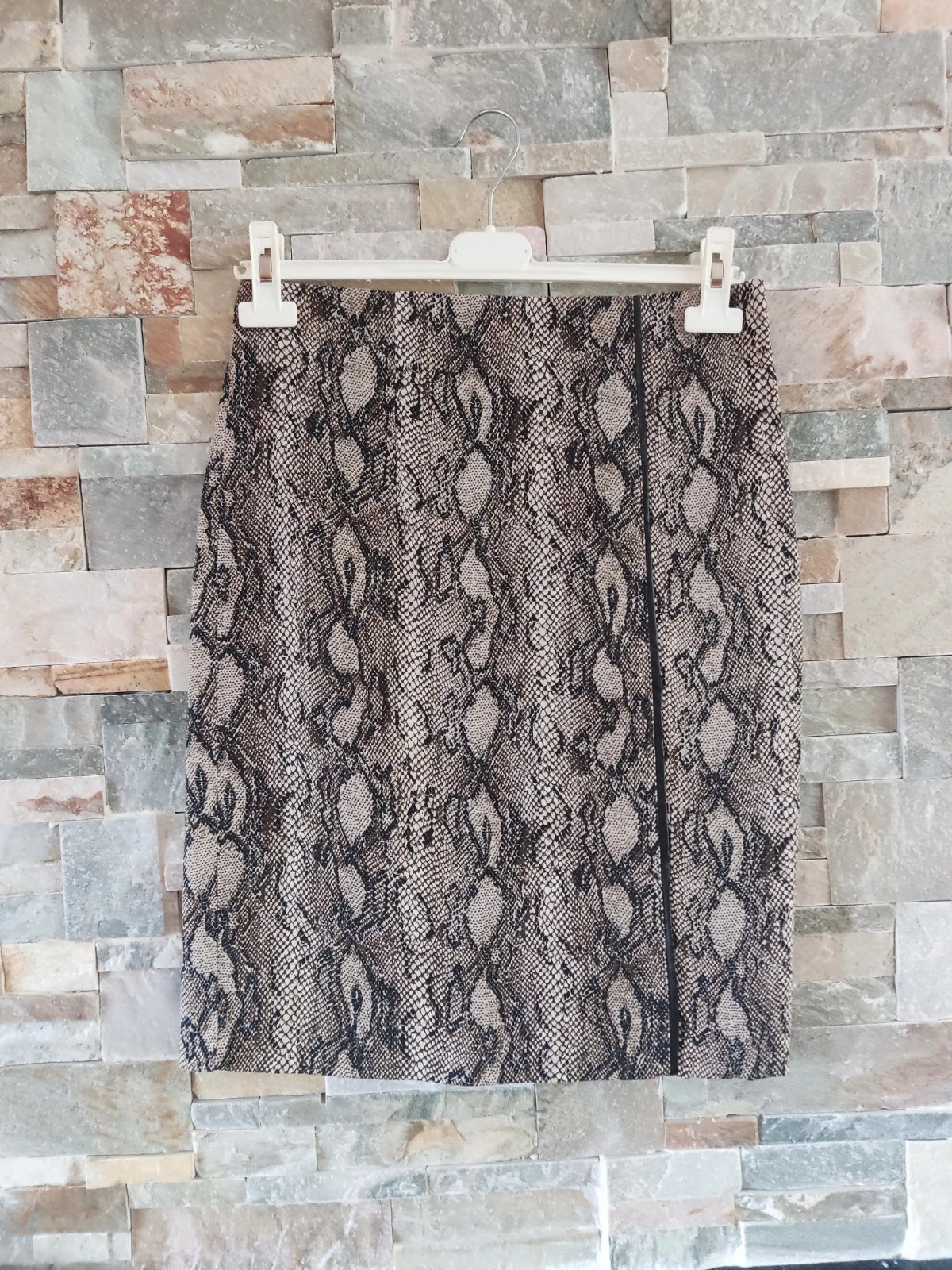 🎁Falda de algodón con estampado animal print en tonos beige y negro – Festa – taille M / 38 / 10 2