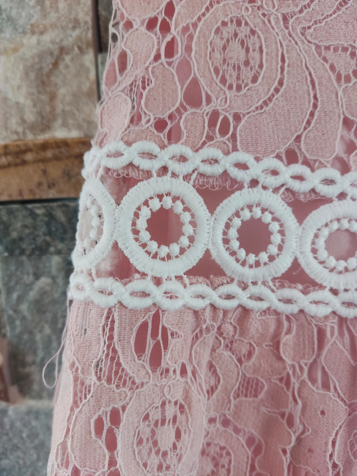 🎁Falda de blonda rosa con volante y tira de crochet blanca – Sweewë – taille M / 38 / 10 2