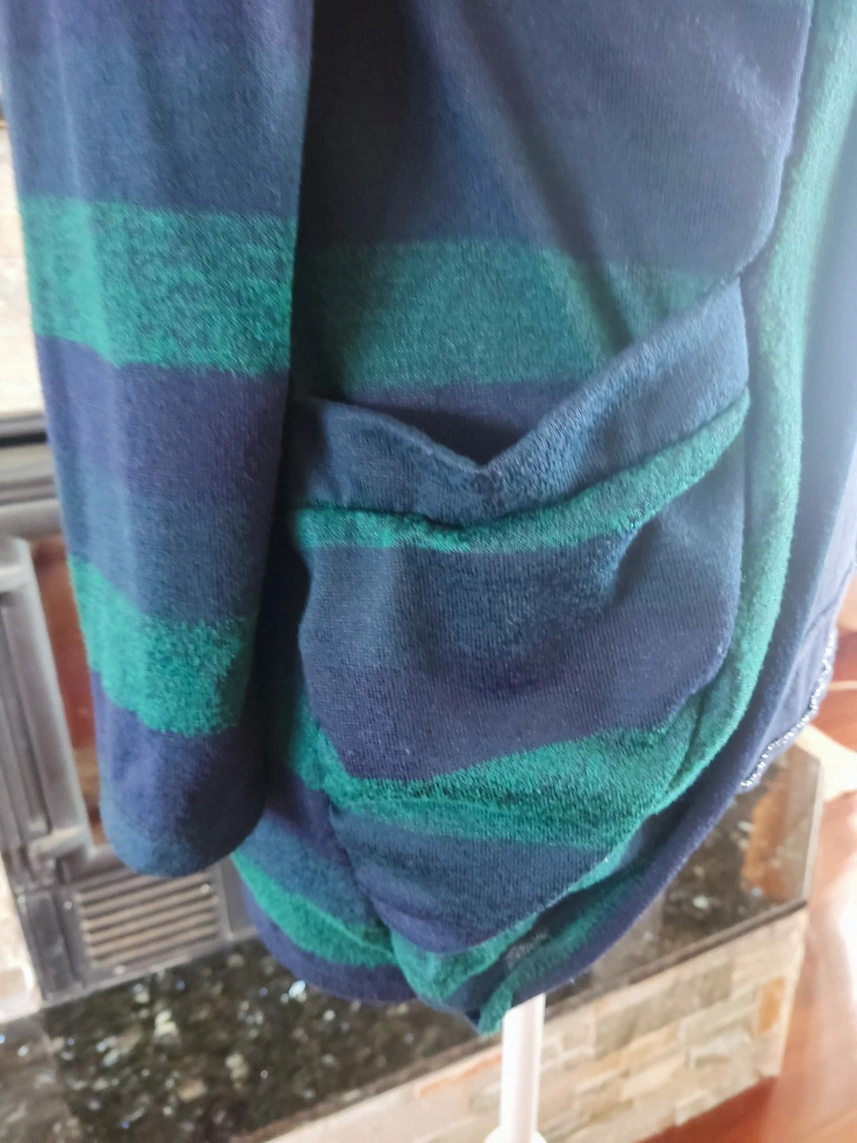 🎁 Chaqueta de punto con rayas azul marino y verde – Made In Italy – taille L / 40 / 12 2