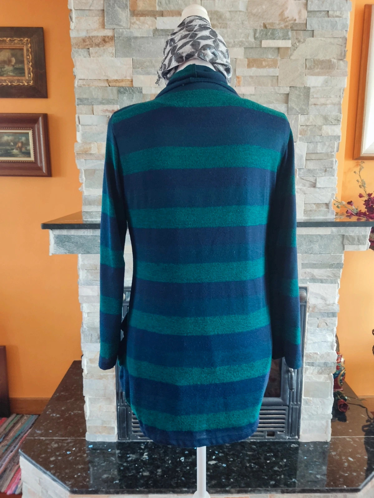 🎁 Chaqueta de punto con rayas azul marino y verde – Made In Italy – taille L / 40 / 12 4