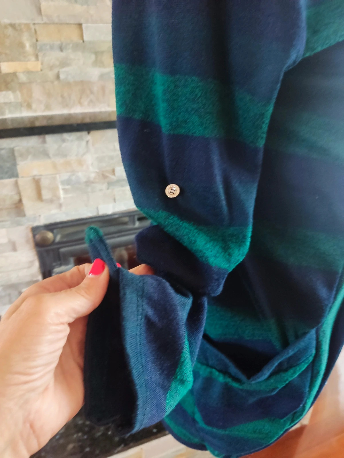 🎁 Chaqueta de punto con rayas azul marino y verde – Made In Italy – taille L / 40 / 12 3