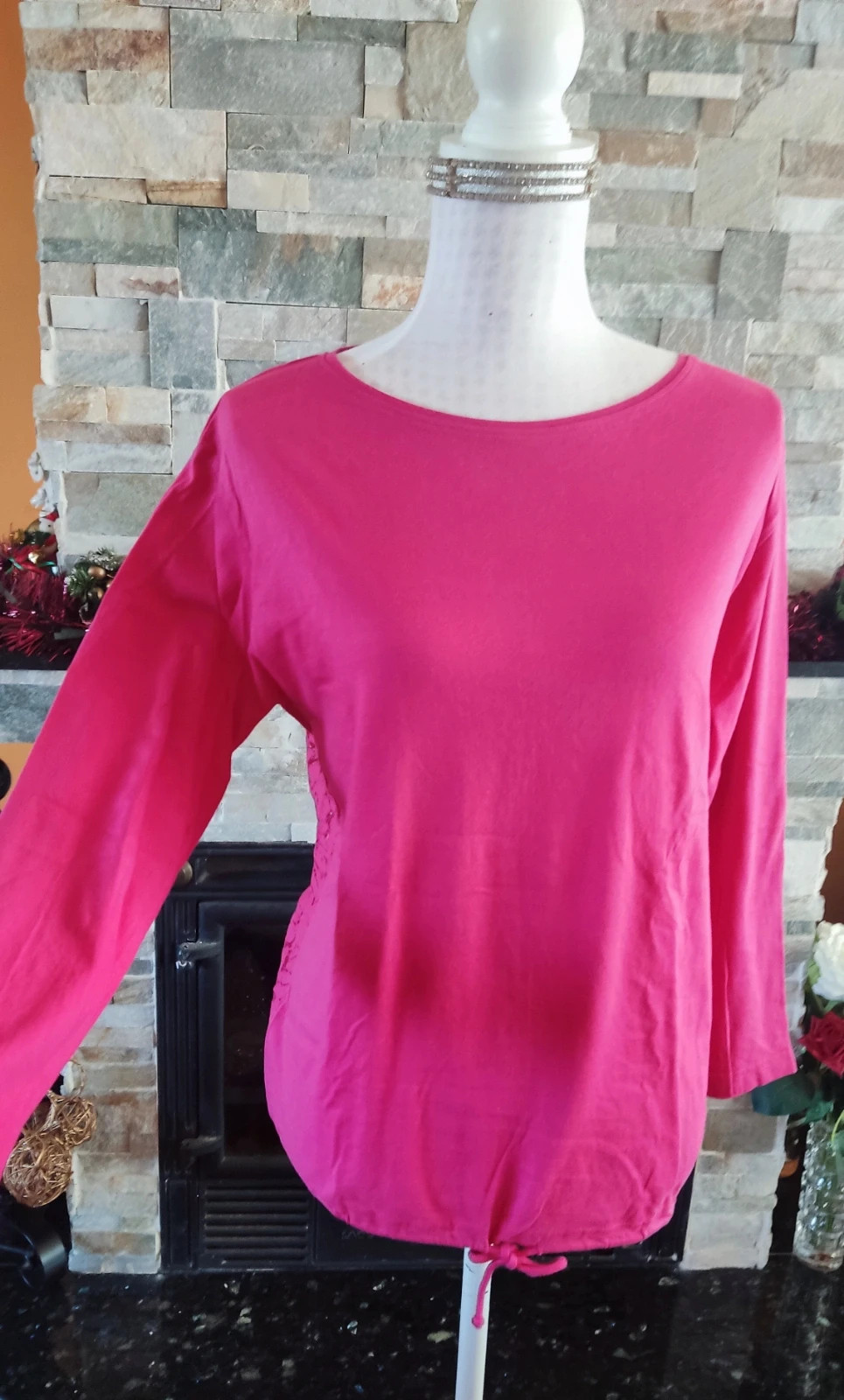 🎁 Camiseta fucsia con espalda de blonda y ajustable en bajo – Venca – taille XL / 42 / 14 2