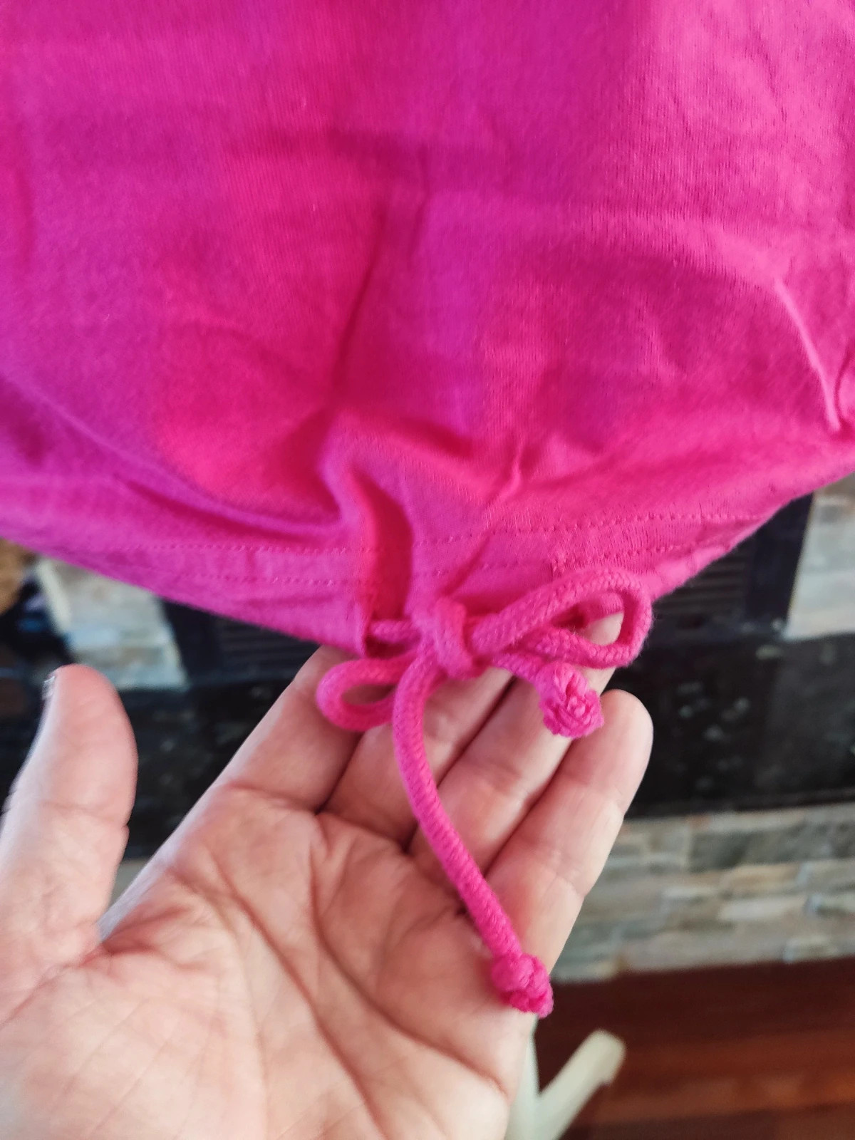 🎁 Camiseta fucsia con espalda de blonda y ajustable en bajo – Venca – taille XL / 42 / 14 3