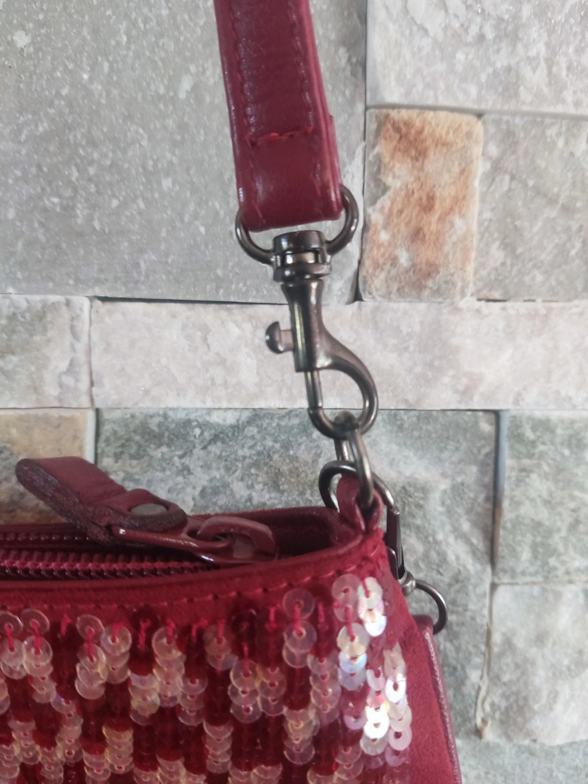 🎁Bolso super original de antelina granate con bordados y lentejuelas – Vintage Chic 5