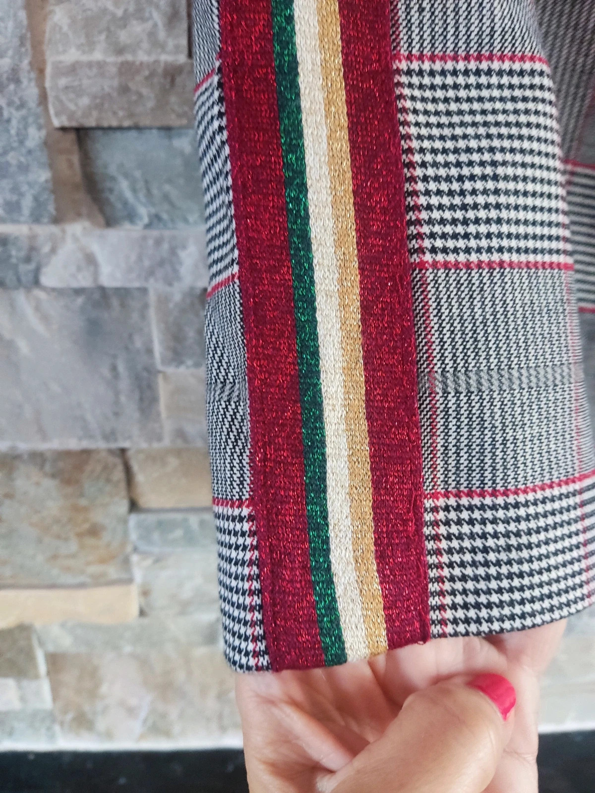 🎁 Minifalda de cuadritos con cinta multicolor con brillos estilo tartán – Le Lis – taille M / 38 / 10 3
