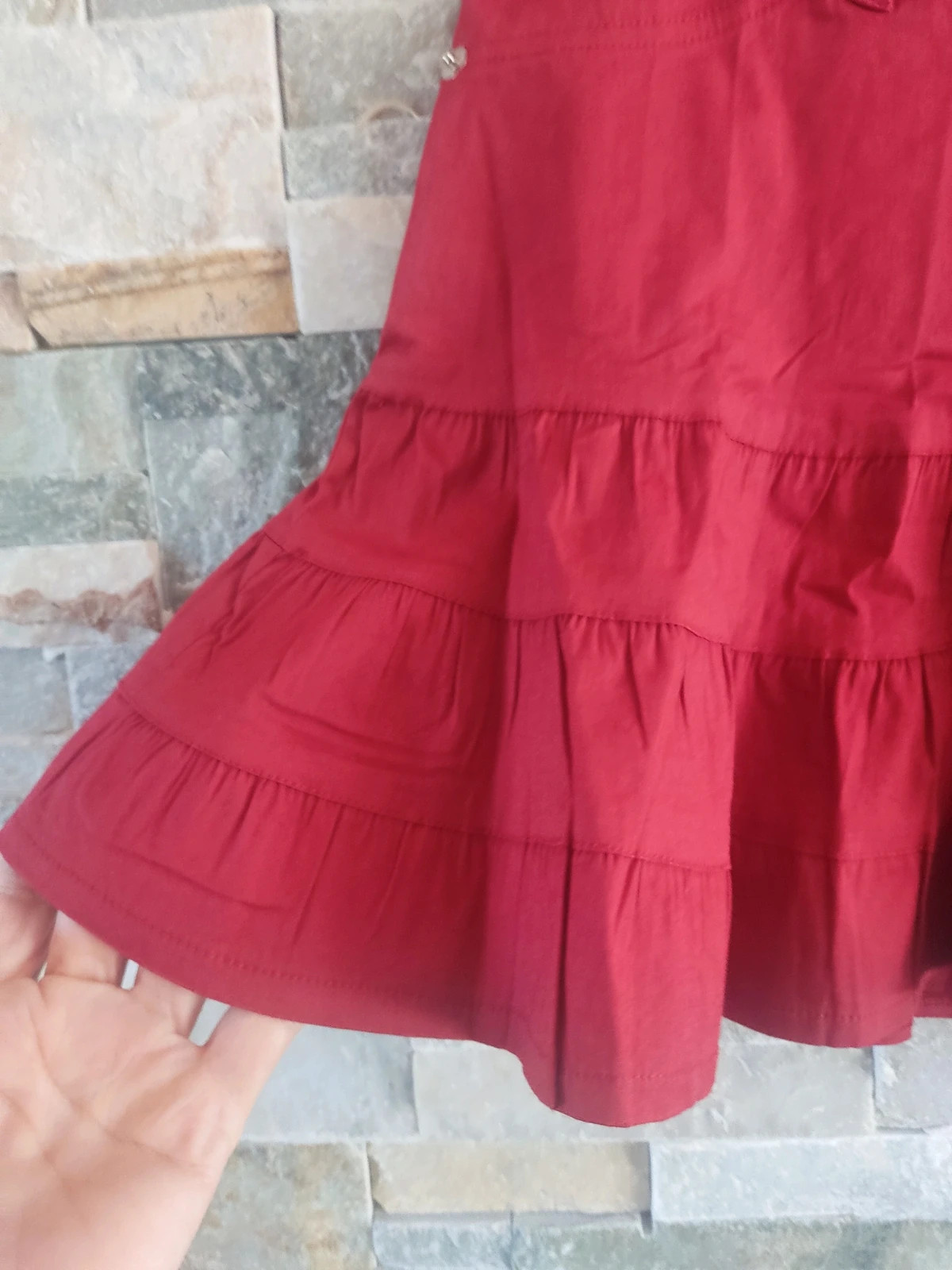 🎁 Minifalda de algodón granate con volante en el bajo – Pronomio – taille M / 38 / 10 2